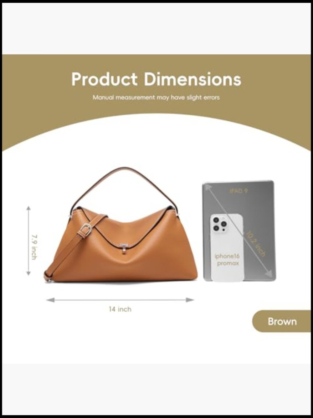 Leather Crossbody Bag Satchel with Multiple Compartments Twist Lock Top Handle - Picture 6 of 7